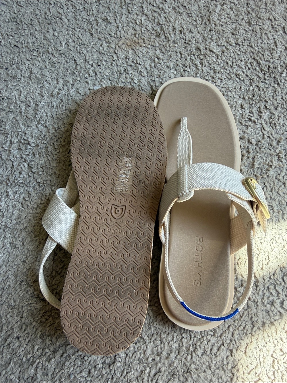 T-Strap Sandal in Cream - Picture 6 of 8